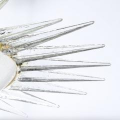 Modernist Brass Fitted Hand Blown Murano Glass Starburst Spike Form Chandelier - 4489664