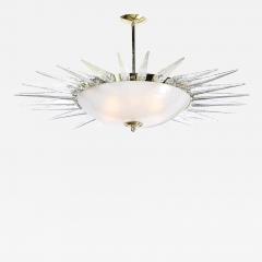 Modernist Brass Fitted Hand Blown Murano Glass Starburst Spike Form Chandelier - 4491384
