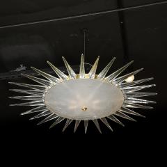 Modernist Brass Fitted Hand Blown Murano Glass Starburst Spike Form Chandelier - 4745484
