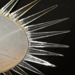 Modernist Brass Fitted Hand Blown Murano Glass Starburst Spike Form Chandelier - 4745489