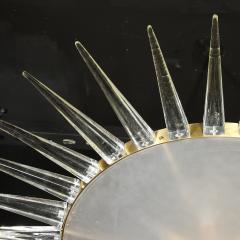 Modernist Brass Fitted Hand Blown Murano Glass Starburst Spike Form Chandelier - 4745491