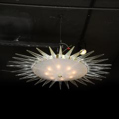 Modernist Brass Fitted Hand Blown Murano Glass Starburst Spike Form Chandelier - 4745506