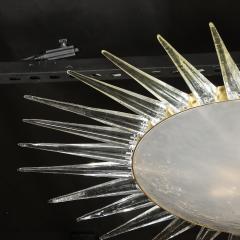 Modernist Brass Fitted Hand Blown Murano Glass Starburst Spike Form Chandelier - 4745514