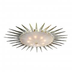 Modernist Brass Fitted Hand Blown Murano Glass Starburst Spike Form Chandelier - 4745519
