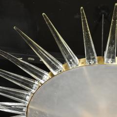 Modernist Brass Fitted Hand Blown Murano Glass Starburst Spike Form Chandelier - 4745529