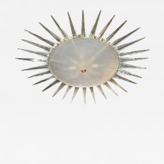 Modernist Brass Fitted Hand Blown Murano Glass Starburst Spike Form Chandelier - 4746386