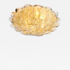 Modernist Brass Flush Mount with Handblown Murano Gold Translucent Glass Discs - 1953289