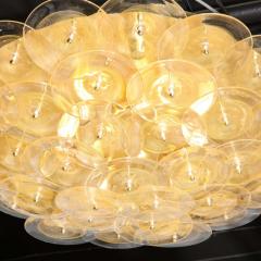 Modernist Brass Flush Mount with Handblown Murano Gold Translucent Glass Discs - 2659880