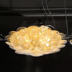 Modernist Brass Flush Mount with Handblown Murano Gold Translucent Glass Discs - 2659902