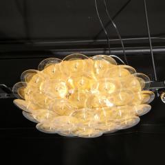 Modernist Brass Flush Mount with Handblown Murano Gold Translucent Glass Discs - 2659907
