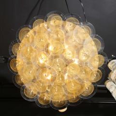 Modernist Brass Flush Mount with Handblown Murano Gold Translucent Glass Discs - 2659910