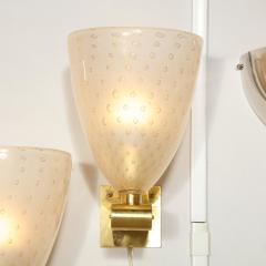 Modernist Brass Sconces with Hand Blown Murano 24 Karat Gold Glass with Murines - 1733391