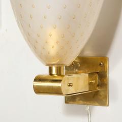 Modernist Brass Sconces with Hand Blown Murano 24 Karat Gold Glass with Murines - 1733406