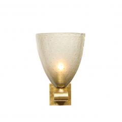 Modernist Brass Sconces with Hand Blown Murano Smoked Glass with Murines - 2660352