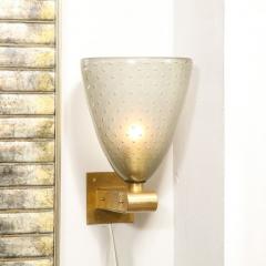 Modernist Brass Sconces with Hand Blown Murano Smoked Glass with Murines - 2660353