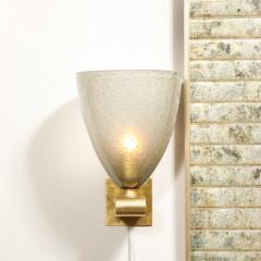 Modernist Brass Sconces with Hand Blown Murano Smoked Glass with Murines - 2660354