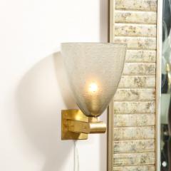 Modernist Brass Sconces with Hand Blown Murano Smoked Glass with Murines - 2660355