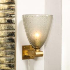Modernist Brass Sconces with Hand Blown Murano Smoked Glass with Murines - 2660362