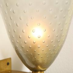 Modernist Brass Sconces with Hand Blown Murano Smoked Glass with Murines - 2660366