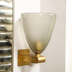 Modernist Brass Sconces with Hand Blown Murano Smoked Glass with Murines - 2660374