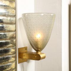 Modernist Brass Sconces with Hand Blown Murano Smoked Glass with Murines - 2660375