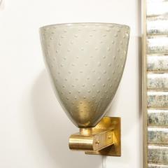 Modernist Brass Sconces with Hand Blown Murano Smoked Glass with Murines - 2660385