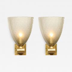 Modernist Brass Sconces with Hand Blown Murano Smoked Glass with Murines - 2669556