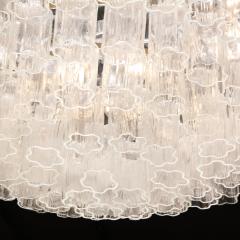 Modernist Brass Six Tier Translucent Murano Tronchi Glass Flushmount Chandelier - 1648543