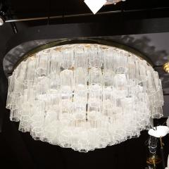 Modernist Brass Six Tier Translucent Murano Tronchi Glass Flushmount Chandelier - 1648546