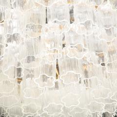 Modernist Brass Six Tier Translucent Murano Tronchi Glass Flushmount Chandelier - 1648584