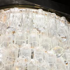 Modernist Brass Six Tier Translucent Murano Tronchi Glass Flushmount Chandelier - 1648585