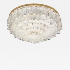 Modernist Brass Six Tier Translucent Murano Tronchi Glass Flushmount Chandelier - 1650351