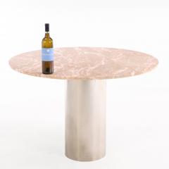 Modernist Breccia Oniciata Marble Round Dining Table Attributed to Breuton - 4331344