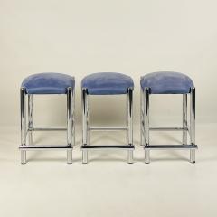 Modernist Cal Style Chrome Counter Stools Set of 3 - 3729028