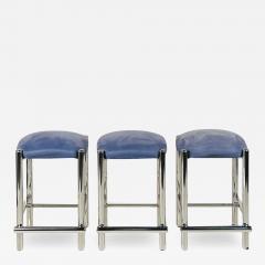 Modernist Cal Style Chrome Counter Stools Set of 3 - 3731645