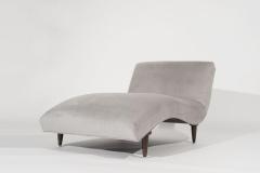 Modernist Chaise Lounge in Grey Velvet C 1960s - 2974897