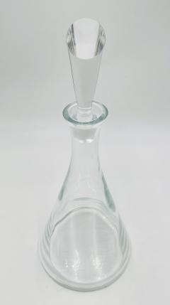 Modernist Clear Crystal Decanter w Sculptural Stopper Minimalist Barware - 4727406