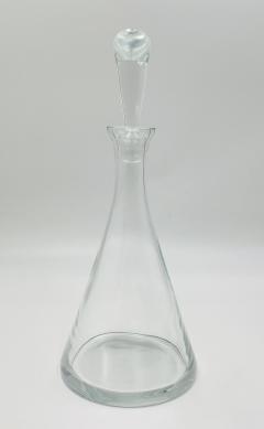 Modernist Clear Crystal Decanter w Sculptural Stopper Minimalist Barware - 4727407