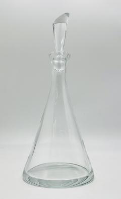 Modernist Clear Crystal Decanter w Sculptural Stopper Minimalist Barware - 4727408