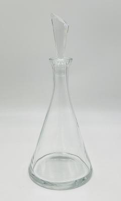 Modernist Clear Crystal Decanter w Sculptural Stopper Minimalist Barware - 4727409