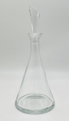 Modernist Clear Crystal Decanter w Sculptural Stopper Minimalist Barware - 4727410