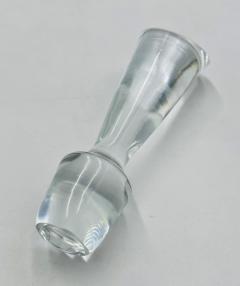 Modernist Clear Crystal Decanter w Sculptural Stopper Minimalist Barware - 4727411