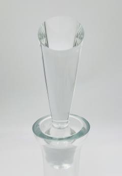 Modernist Clear Crystal Decanter w Sculptural Stopper Minimalist Barware - 4727412