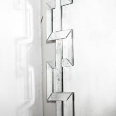 Modernist Crenellated Mirror W Interlaced Geometric Antiqued Beveled Detail - 4623134