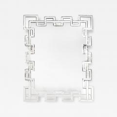 Modernist Crenellated Mirror W Interlaced Geometric Antiqued Beveled Detail - 4623550