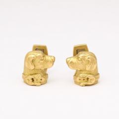 Modernist Cufflinks with Golden Retriever Canine Motif in 14 Carat Yellow Gold - 3197606