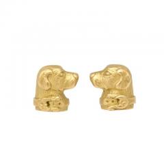 Modernist Cufflinks with Golden Retriever Canine Motif in 14 Carat Yellow Gold - 3197671