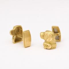 Modernist Cufflinks with Golden Retriever Canine Motif in 14 Carat Yellow Gold - 3197750