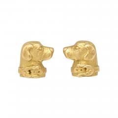 Modernist Cufflinks with Golden Retriever Canine Motif in 14 Carat Yellow Gold - 3202459