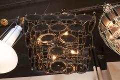 Modernist Diamond Shaped Handblown Black Murano Glass Chandelier - 1580739